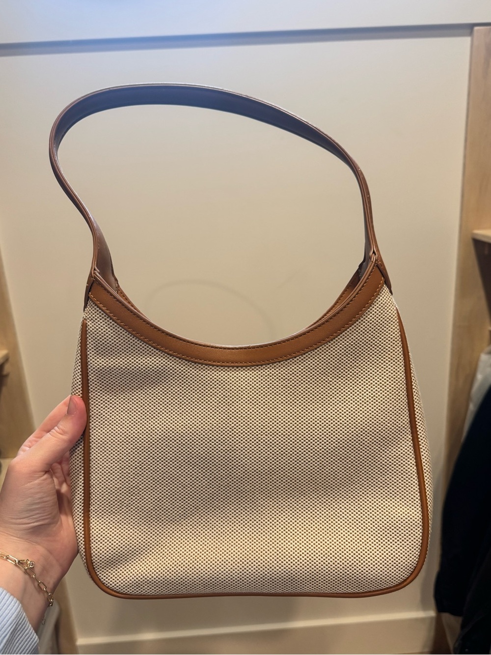 Miztique Canvas Woven Shoulder Bag Tan
